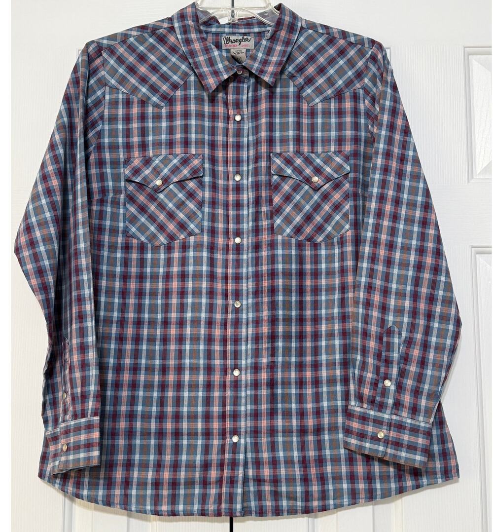 Wrangler Wrancher Plaid Long Sleeve Shirt, Women's, Size XL